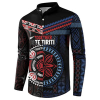 Aotearoa and Samoa Together For Te Tiriti Button Sweatshirt Kowhaiwhai Mix Siapo - Flag Color LT7 - Polynesian Pride