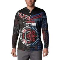 Aotearoa and Samoa Together For Te Tiriti Button Sweatshirt Kowhaiwhai Mix Siapo - Flag Color LT7 - Polynesian Pride