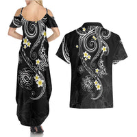 Polynesia Tribal Couples Matching Summer Maxi Dress and Hawaiian Shirt Tentacles Plumeria