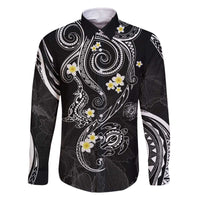 Polynesia Tribal Family Matching Off The Shoulder Long Sleeve Dress and Hawaiian Shirt Tentacles Plumeria