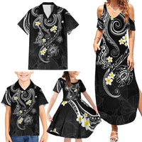 Polynesia Tribal Family Matching Summer Maxi Dress and Hawaiian Shirt Tentacles Plumeria