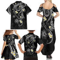 Polynesia Tribal Family Matching Summer Maxi Dress and Hawaiian Shirt Tentacles Plumeria