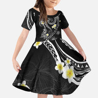 Polynesia Tribal Family Matching Tank Maxi Dress and Hawaiian Shirt Tentacles Plumeria LT7 Daughter's Dress Black - Polynesian Pride