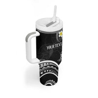 Polynesia Tribal Tumbler With Handle Tentacles Plumeria