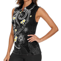 Polynesia Tribal Women Sleeveless Polo Shirt Tentacles Plumeria LT7 - Polynesian Pride