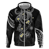 Polynesia Tribal Zip Hoodie Tentacles Plumeria LT7 Zip Hoodie Black - Polynesian Pride