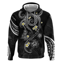 Polynesia Tribal Zip Hoodie Tentacles Plumeria LT7 Pullover Hoodie Black - Polynesian Pride