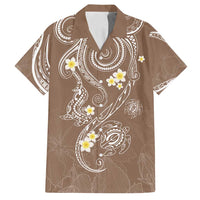 Polynesia Tribal Family Matching Off Shoulder Short Dress and Hawaiian Shirt Mocha Plumeria Tentacles LT7 Dad's Shirt - Short Sleeve Mocha - Polynesian Pride
