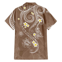 Polynesia Tribal Family Matching Off Shoulder Short Dress and Hawaiian Shirt Mocha Plumeria Tentacles LT7 - Polynesian Pride