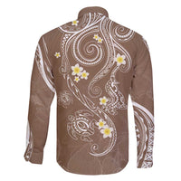 Polynesia Tribal Family Matching Short Sleeve Bodycon Dress and Hawaiian Shirt Mocha Plumeria Tentacles