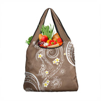 Polynesia Tribal Grocery Bag Mocha Plumeria Tentacles