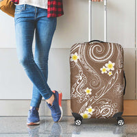 Polynesia Tribal Luggage Cover Mocha Plumeria Tentacles