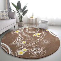Polynesia Tribal Round Carpet Mocha Plumeria Tentacles LT7 - Polynesian Pride