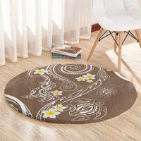 Polynesia Tribal Round Carpet Mocha Plumeria Tentacles LT7 - Polynesian Pride