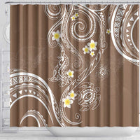 Polynesia Tribal Shower Curtain Mocha Plumeria Tentacles