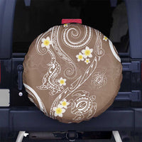 Polynesia Tribal Spare Tire Cover Mocha Plumeria Tentacles