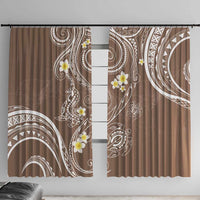 Polynesia Tribal Window Curtain Mocha Plumeria Tentacles
