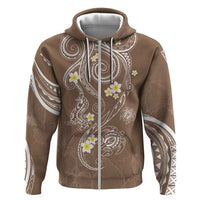 Polynesia Tribal Zip Hoodie Mocha Plumeria Tentacles LT7 Zip Hoodie Mocha - Polynesian Pride