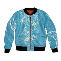 Polynesia Tribal Bomber Jacket Turquoise Plumeria Tentacles