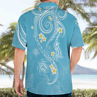 Polynesia Tribal Hawaiian Shirt Turquoise Plumeria Tentacles