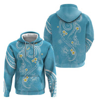 Polynesia Tribal Hoodie Turquoise Plumeria Tentacles