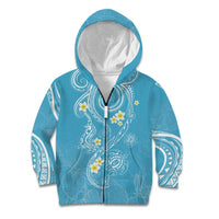 Polynesia Tribal Kid Hoodie Turquoise Plumeria Tentacles
