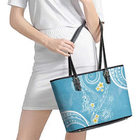 Polynesia Tribal Leather Tote Bag Turquoise Plumeria Tentacles LT7 - Polynesian Pride