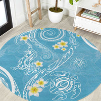 Polynesia Tribal Round Carpet Turquoise Plumeria Tentacles LT7 Turquoise - Polynesian Pride