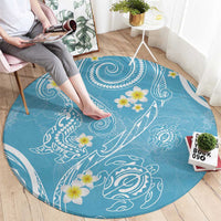Polynesia Tribal Round Carpet Turquoise Plumeria Tentacles LT7 - Polynesian Pride