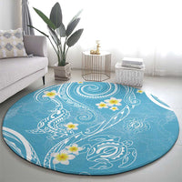 Polynesia Tribal Round Carpet Turquoise Plumeria Tentacles LT7 - Polynesian Pride