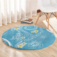 Polynesia Tribal Round Carpet Turquoise Plumeria Tentacles LT7 - Polynesian Pride