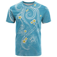 Polynesia Tribal T Shirt Turquoise Plumeria Tentacles