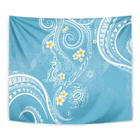 Polynesia Tribal Tapestry Turquoise Plumeria Tentacles