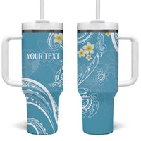 Polynesia Tribal Tumbler With Handle Turquoise Plumeria Tentacles