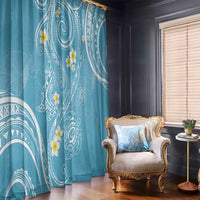 Polynesia Tribal Window Curtain Turquoise Plumeria Tentacles