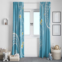 Polynesia Tribal Window Curtain Turquoise Plumeria Tentacles