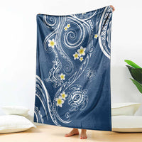 Polynesia Tribal Blanket Deep Blue Plumeria Tentacles