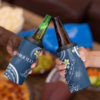 Polynesia Tribal 4 in 1 Can Cooler Tumbler Deep Blue Plumeria Tentacles