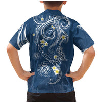Polynesia Tribal Family Matching Mermaid Dress and Hawaiian Shirt Deep Blue Plumeria Tentacles