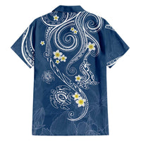 Polynesia Tribal Family Matching Puletasi and Hawaiian Shirt Deep Blue Plumeria Tentacles