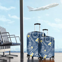 Polynesia Tribal Luggage Cover Deep Blue Plumeria Tentacles