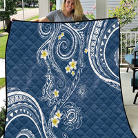 Polynesia Tribal Quilt Deep Blue Plumeria Tentacles