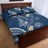 Polynesia Tribal Quilt Bed Set Deep Blue Plumeria Tentacles