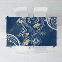 Polynesia Tribal Tablecloth Deep Blue Plumeria Tentacles