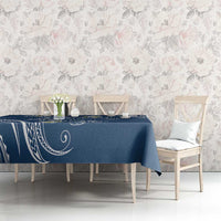 Polynesia Tribal Tablecloth Deep Blue Plumeria Tentacles