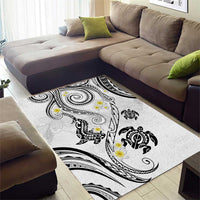 Polynesia Tribal Area Rug White Plumeria Tentacles
