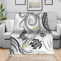 Polynesia Tribal Blanket White Plumeria Tentacles