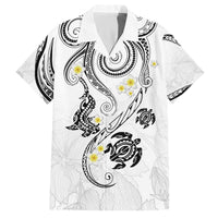 Polynesia Tribal Family Matching Off The Shoulder Long Sleeve Dress and Hawaiian Shirt White Plumeria Tentacles