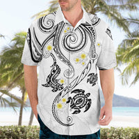 Polynesia Tribal Hawaiian Shirt White Plumeria Tentacles