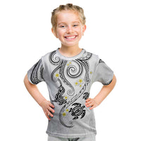 Polynesia Tribal Kid T Shirt White Plumeria Tentacles